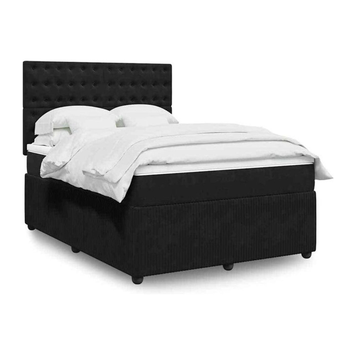 Vidaxl Boxspringbett mit Matratze aus Samt in Schwarz B/T/H: 160 x 200 x 140,5 cm - Bild 1