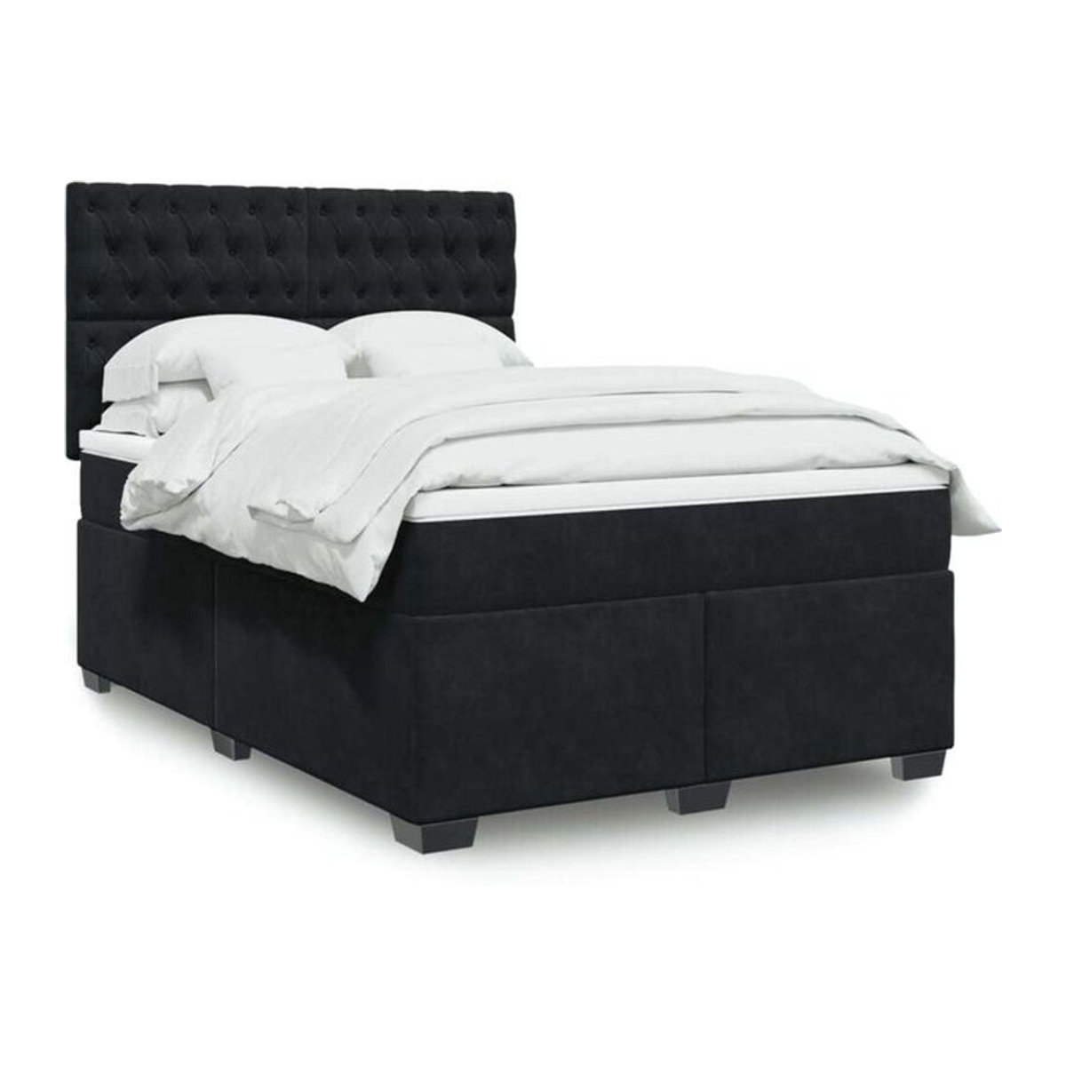Vidaxl Boxspringbett mit Matratze aus Samt in Schwarz B/T/H: 160 x 200 x 150,5 cm - Bild 1