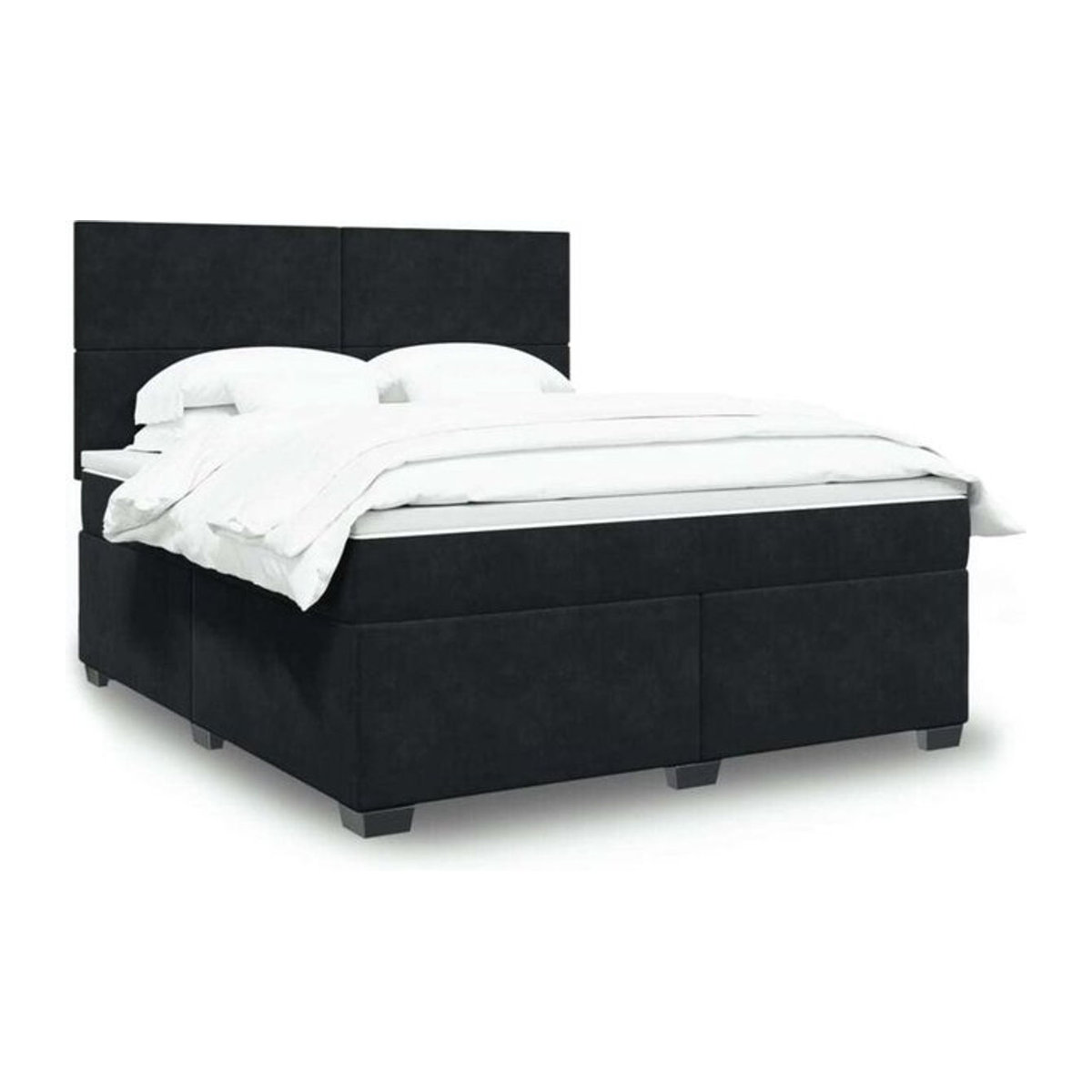 Vidaxl Boxspringbett mit Matratze aus Samt in Schwarz, B/T/H: 180 x 200 x 150,5 cm - Bild 1
