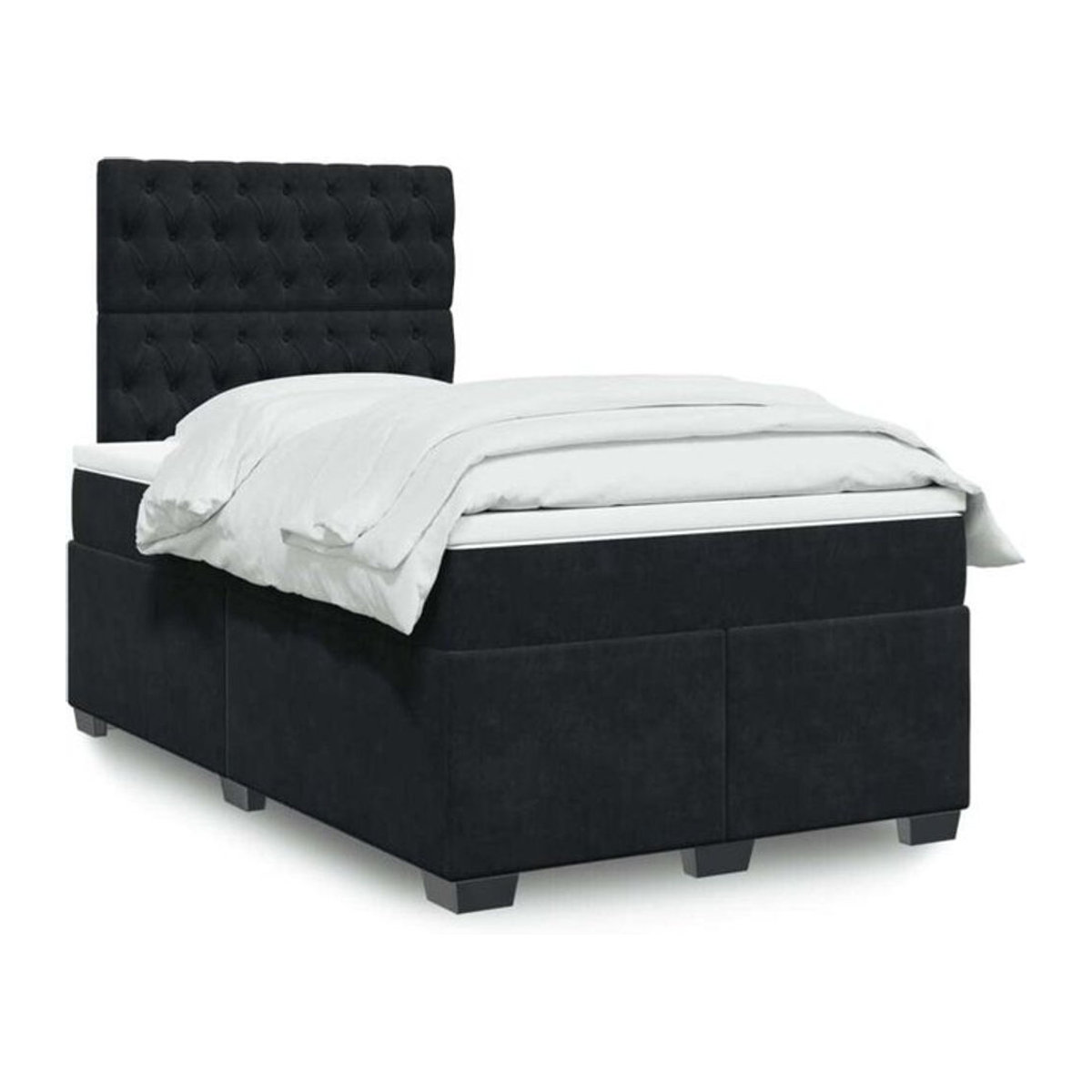 Vidaxl Boxspringbett mit Matratze aus Samt in Schwarz, B/T/H: 190 x 120 x 150,5 cm - Bild 1