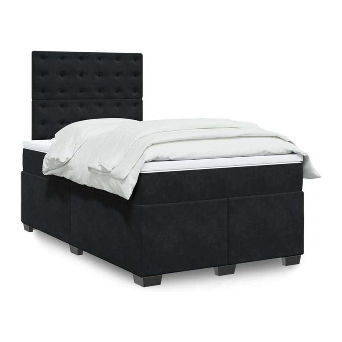 Vidaxl Boxspringbett mit Matratze aus Samt in Schwarz, B/T/H: 190 x 120 x 150,5 cm - Bild 1