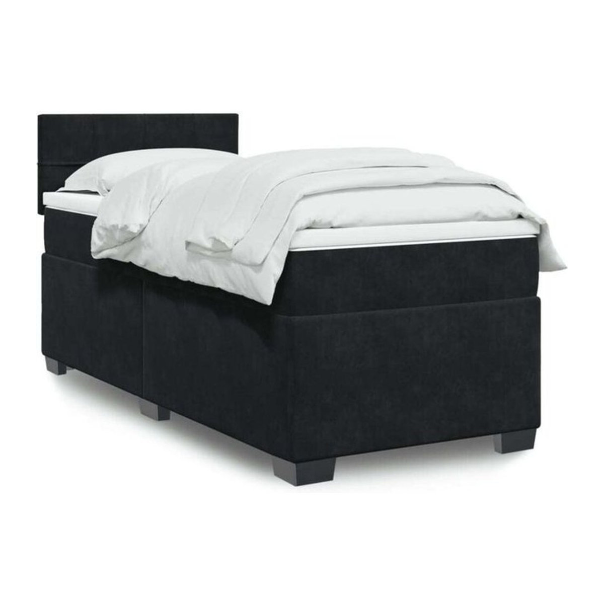 Vidaxl Boxspringbett mit Matratze aus Samt in Schwarz, B/T/H: 200 x 100 x 100,5 cm - Bild 1
