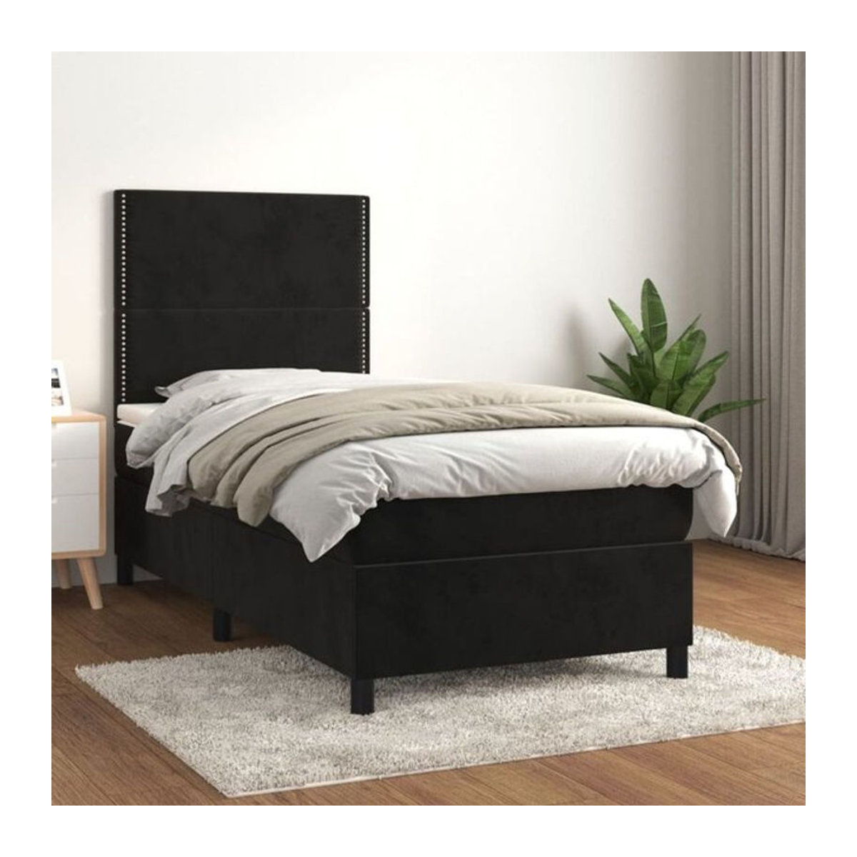 Vidaxl Boxspringbett mit Matratze aus Samt in Schwarz B/T/H: 200 x 100 x 118 cm - Bild 1