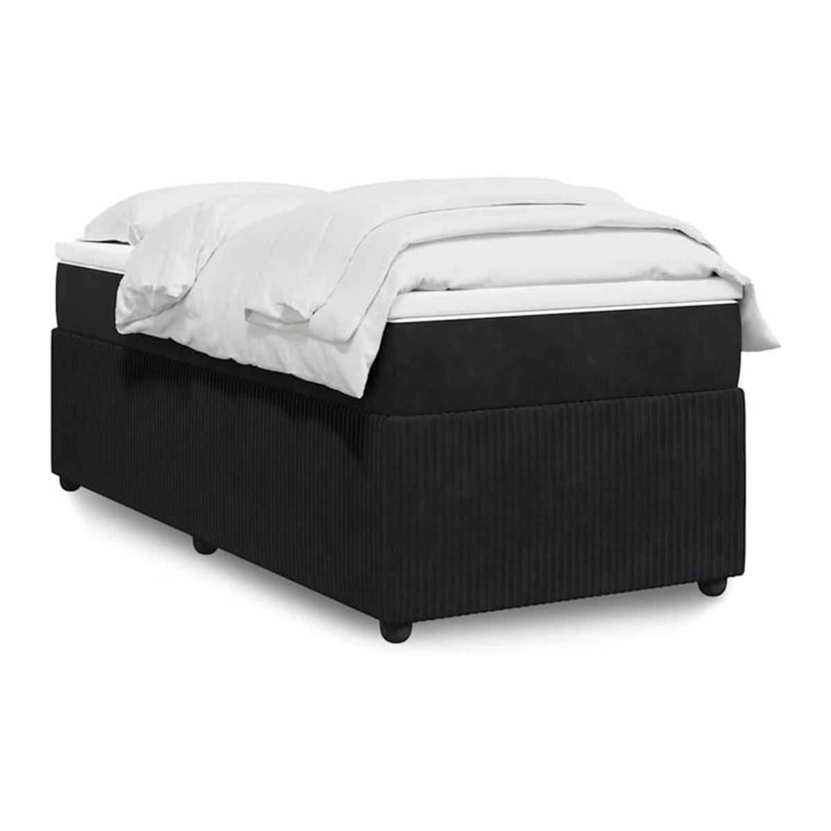 Vidaxl Boxspringbett mit Matratze aus Samt in Schwarz, B/T/H: 200 x 100 x 46 cm - Bild 1
