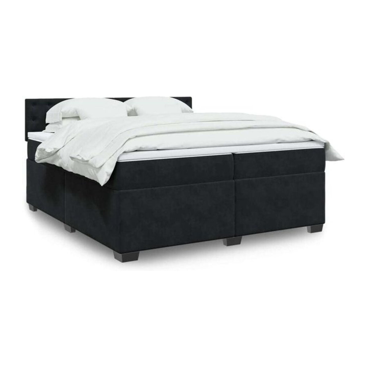 Vidaxl Boxspringbett mit Matratze aus Samt in Schwarz B/T/H: 200 x 200 x 100,5 cm - Bild 1