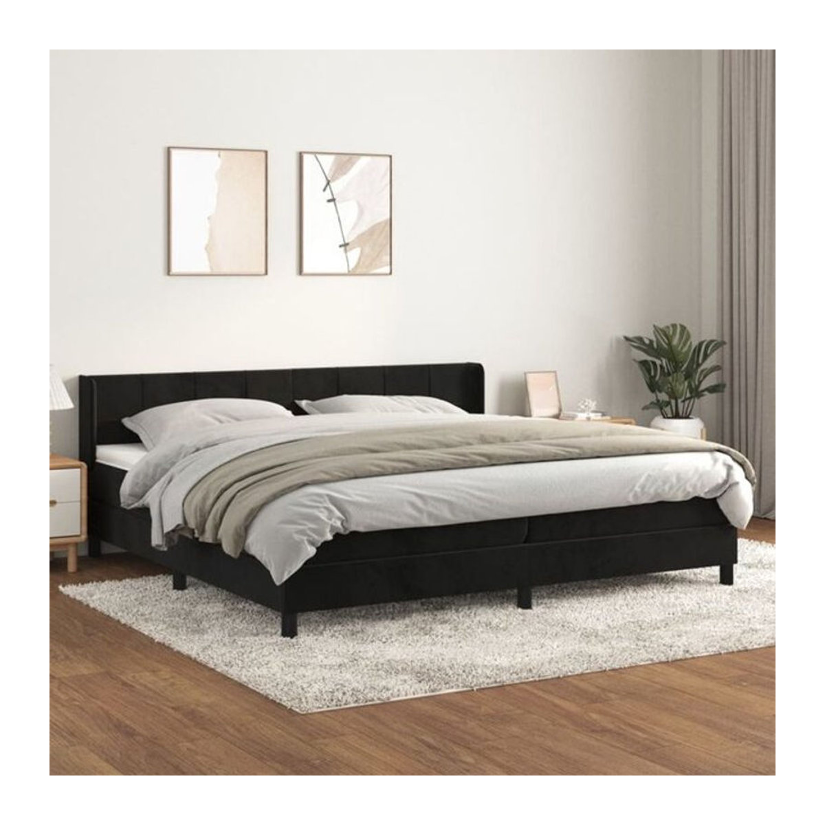 Vidaxl Boxspringbett mit Matratze aus Samt in Schwarz B/T/H: 200 x 200 x 106 cm - Bild 1