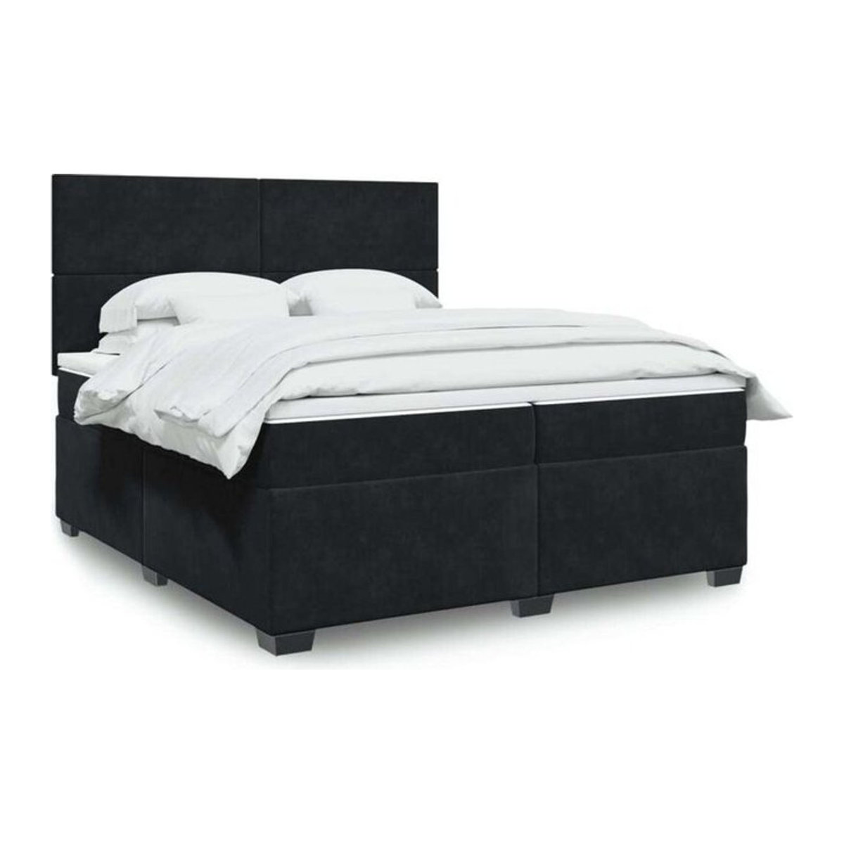Vidaxl Boxspringbett mit Matratze aus Samt in Schwarz B/T/H: 200 x 200 x 140,5 cm - Bild 1