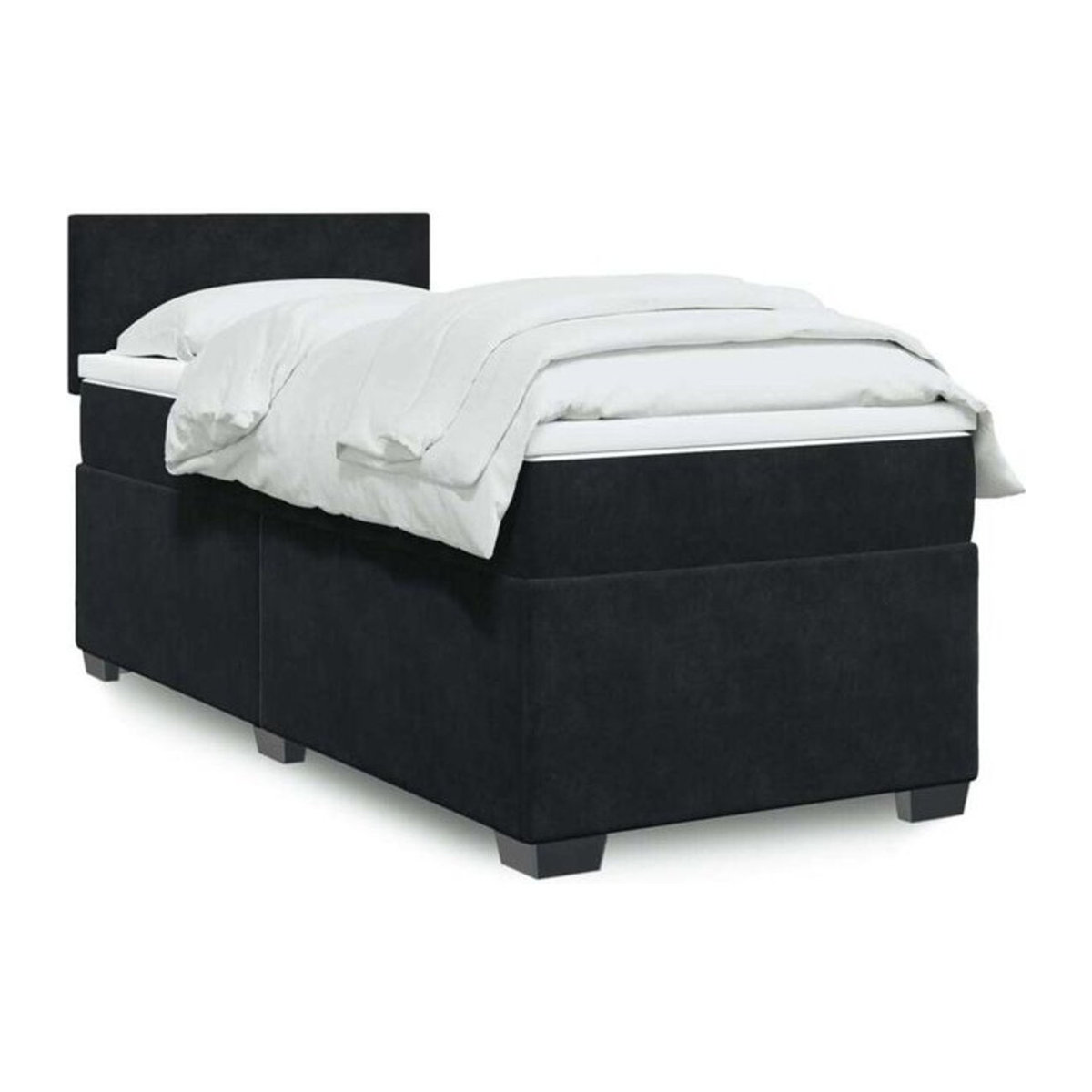 Vidaxl Boxspringbett mit Matratze aus Samt in Schwarz B/T/H: 90 x 190 x 100,5 cm - Bild 1