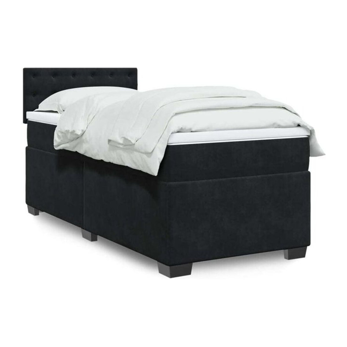 vidaxl Boxspringbett mit Matratze aus Samt in Schwarz B/T/H: 90 x 190 x 100,5 cm - Bild 1
