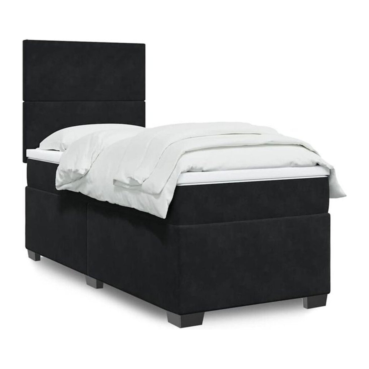 vidaxl Boxspringbett mit Matratze aus Samt in Schwarz B/T/H: 90 x 190 x 140,5 cm - Bild 1