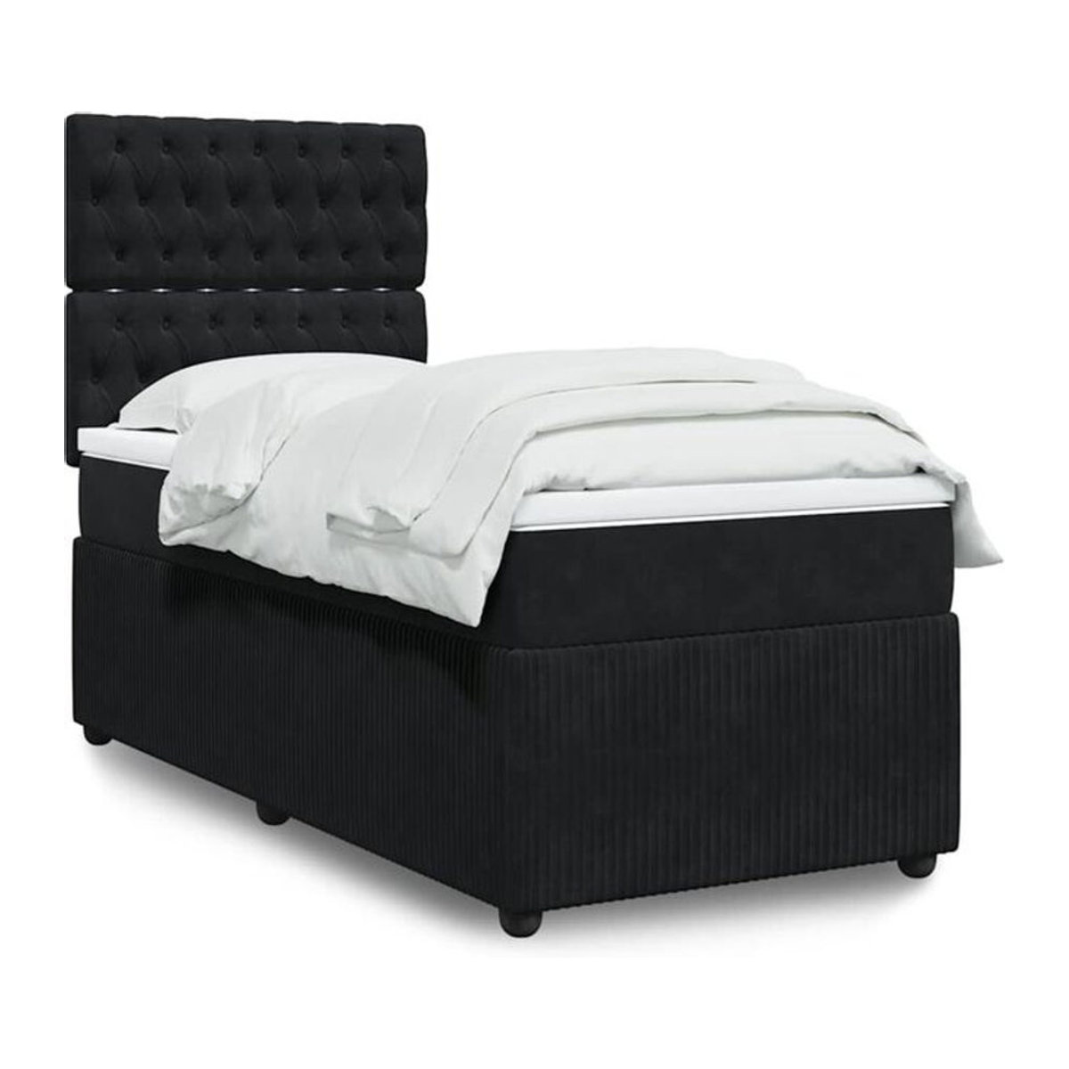 Vidaxl Boxspringbett mit Matratze aus Samt in Schwarz, B/T/H: 90 x 190 x 140,5 cm - Bild 1