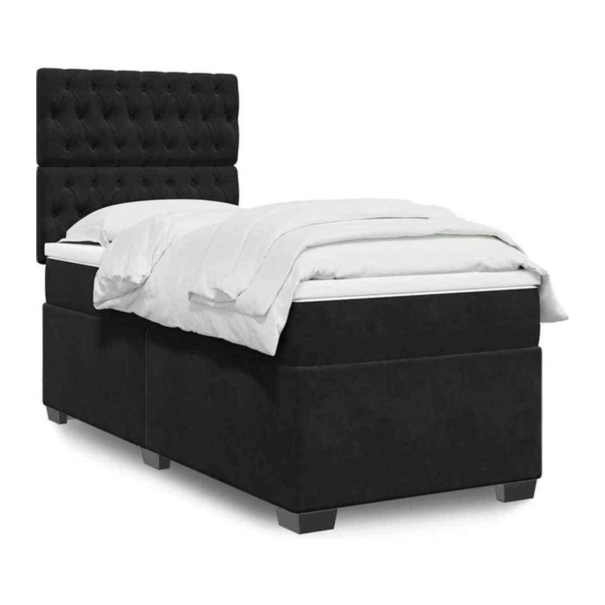 vidaxl Boxspringbett mit Matratze aus Samt in Schwarz B/T/H: 90 x 190 x 150,5 cm - Bild 1