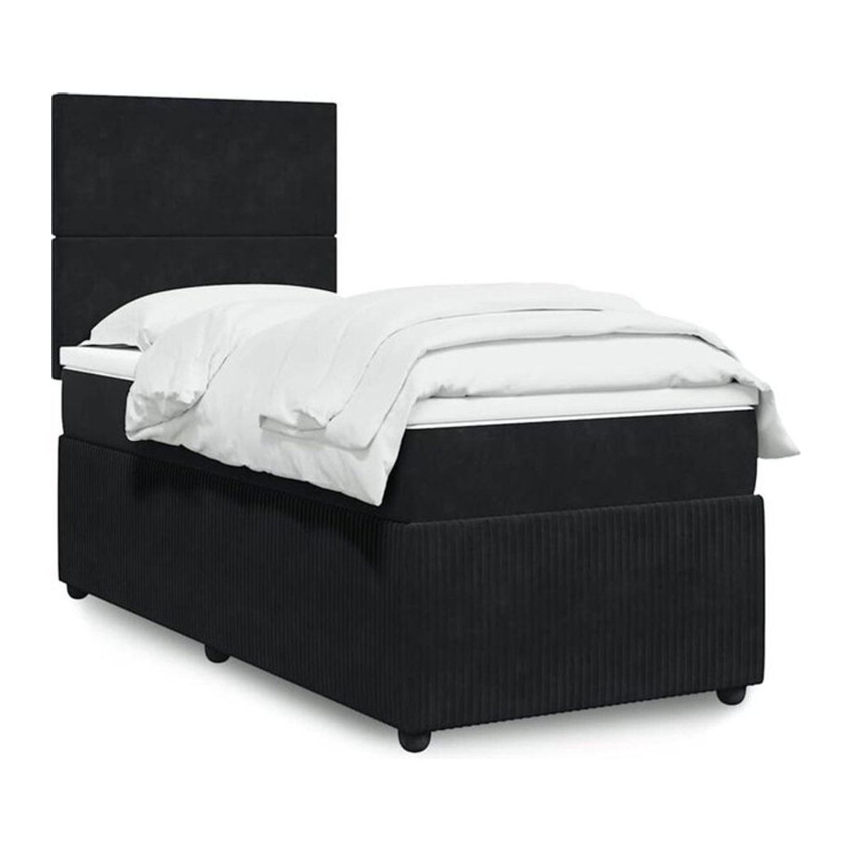 vidaxl Boxspringbett mit Matratze aus Samt in Schwarz B/T/H: 90 x 200 cm - Bild 1