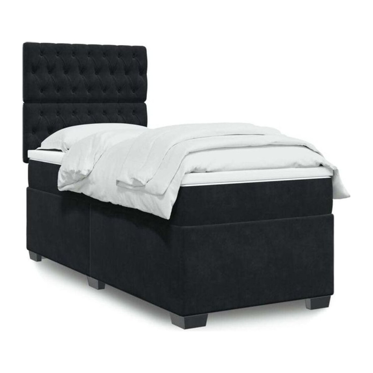 Vidaxl Boxspringbett mit Matratze aus Samt in Schwarz B/T/H: 90 x 200 x 140,5 cm - Bild 1