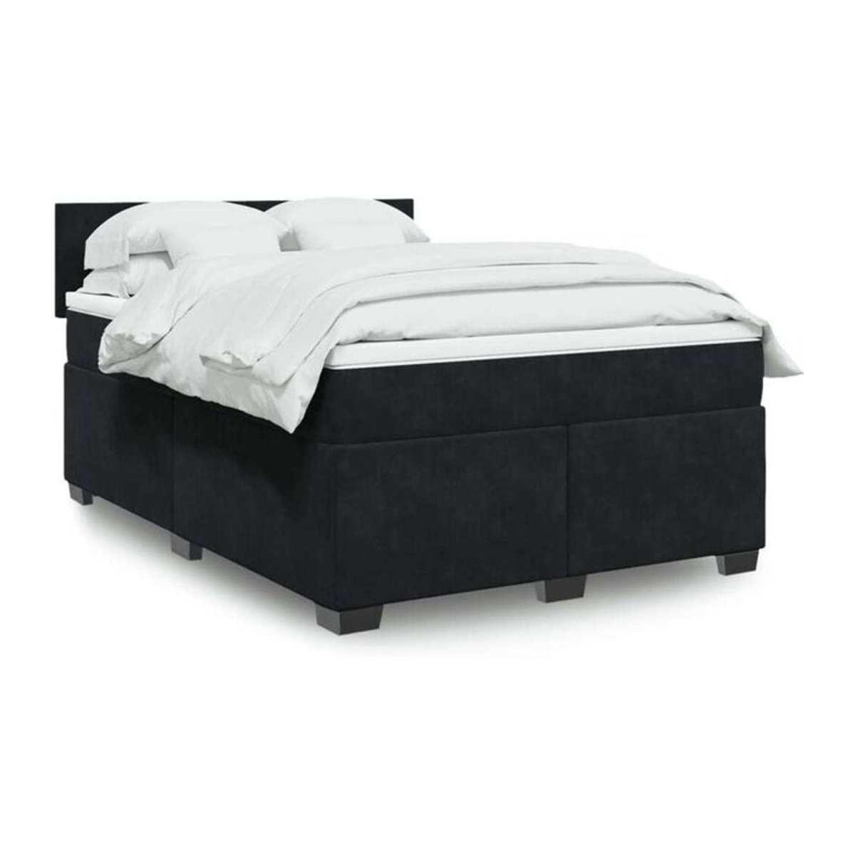 Vidaxl Boxspringbett mit Matratze aus Samt in Schwarz, Modernes Polsterbett, B/T: 140 x 200 cm - Bild 1