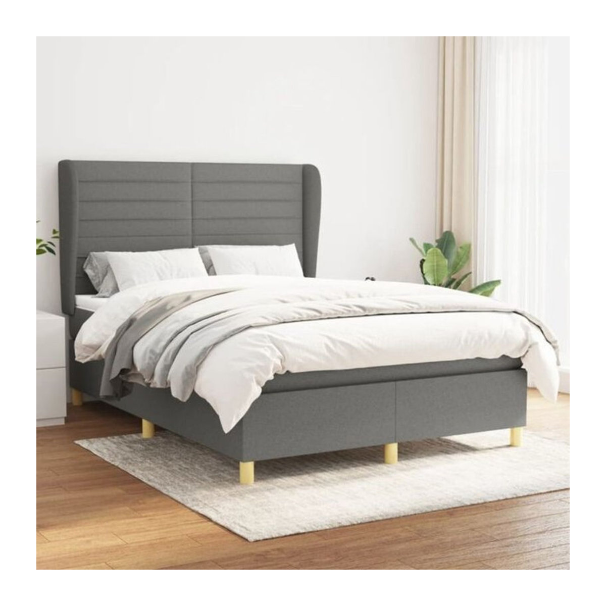 Vidaxl Boxspringbett mit Matratze aus Stoff in Anthrazit B/T/H: 140 x 200 x 118 cm - Bild 1