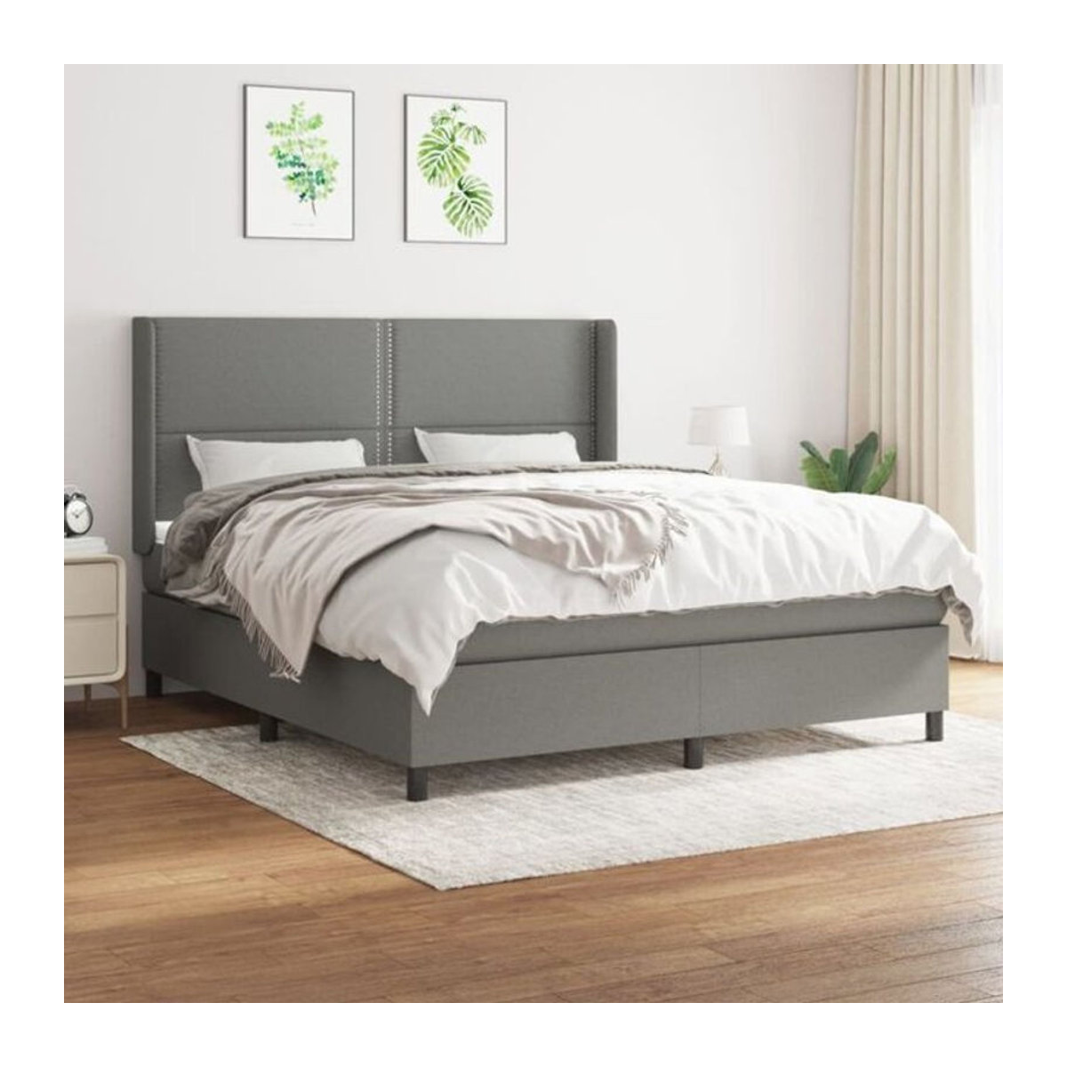 Vidaxl Boxspringbett mit Matratze aus Stoff in Anthrazit B/T/H: 180 x 200 cm - Bild 1
