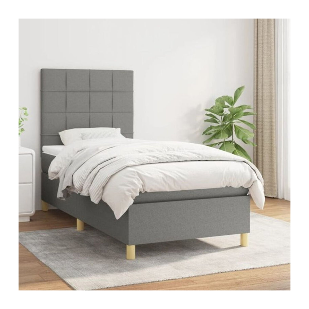 vidaxl Boxspringbett mit Matratze aus Stoff in Anthrazit B/T/H: 200 x 100 x 118 cm - Bild 1