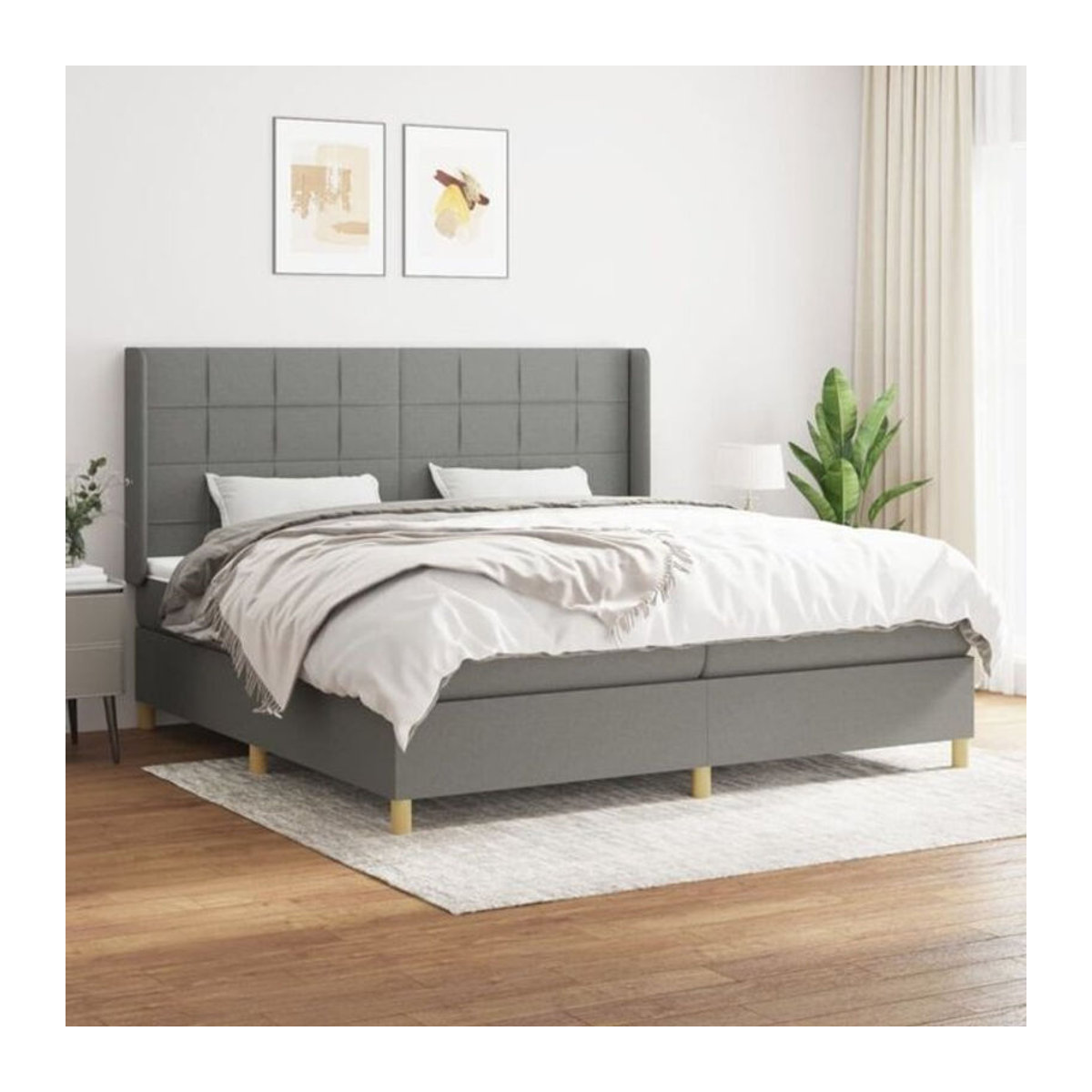 Vidaxl Boxspringbett mit Matratze aus Stoff in Anthrazit B/T/H: 200 x 200 x 118 cm - Bild 1