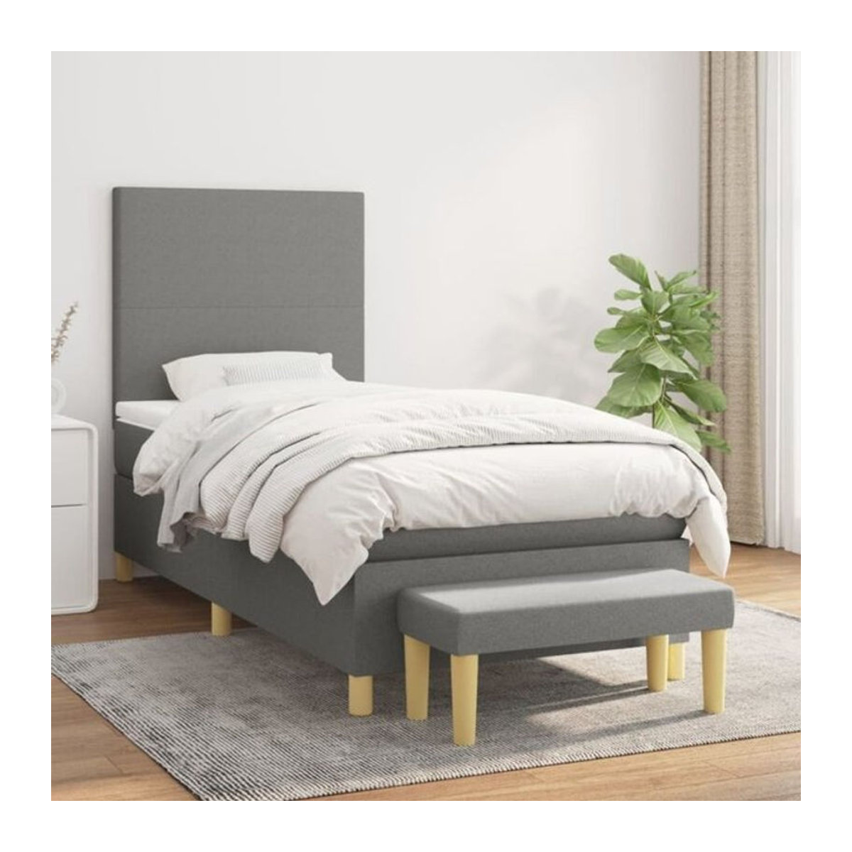 vidaxl Boxspringbett mit Matratze aus Stoff in Anthrazit B/T/H: 200 x 80 x 118 cm - Bild 1