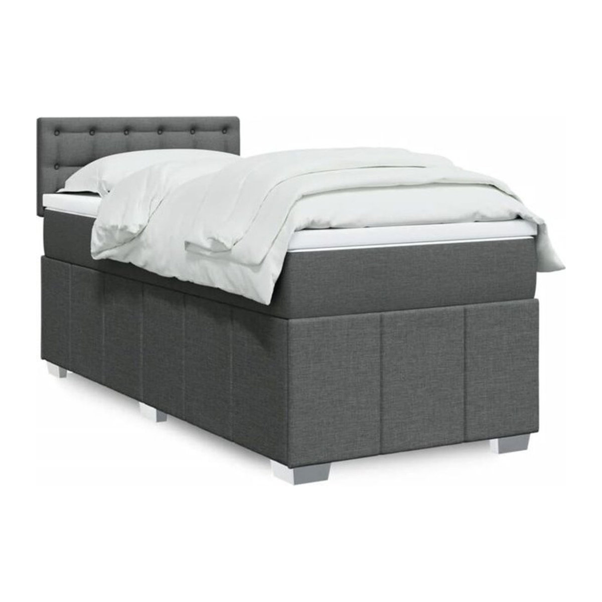 vidaxl Boxspringbett mit Matratze aus Stoff in Anthrazit B/T/H: 90 x 190 x 100,5 cm - Bild 1