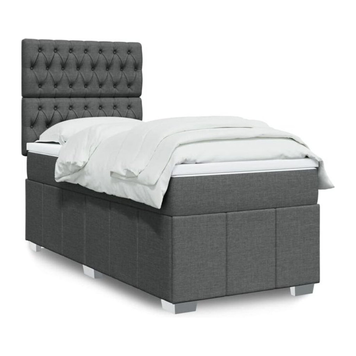 vidaxl Boxspringbett mit Matratze aus Stoff in Anthrazit B/T/H: 90 x 190 x 140,5 cm - Bild 1