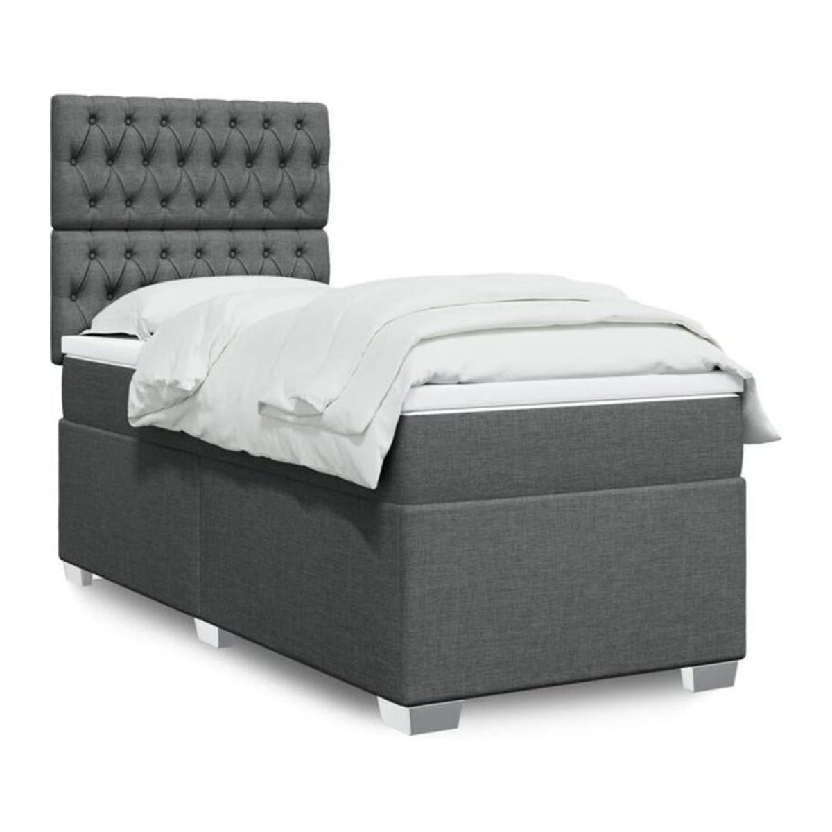 Vidaxl Boxspringbett mit Matratze aus Stoff in Anthrazit B/T/H: 90 x 190 x 150,5 cm - Bild 1
