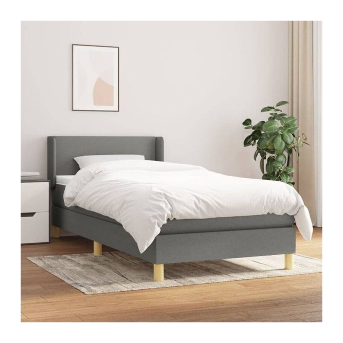Vidaxl Boxspringbett mit Matratze aus Stoff in Anthrazit, B/T/H: 90 x 200 cm - Bild 1