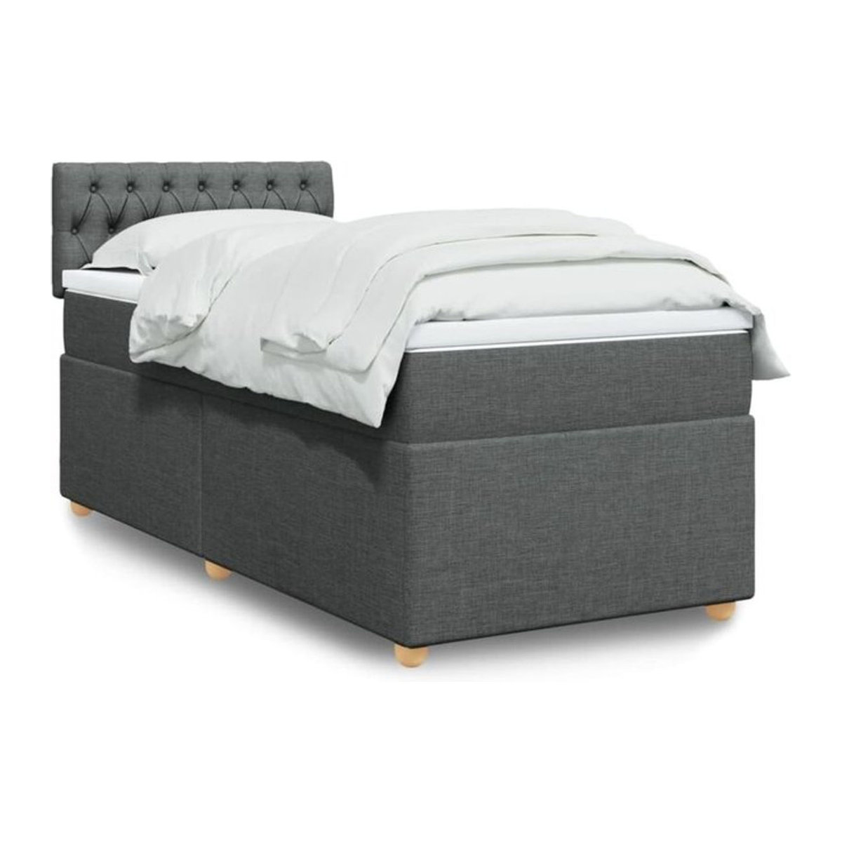 Vidaxl Boxspringbett mit Matratze aus Stoff in Anthrazit B/T/H: 90 x 200 x 100,5 cm - Bild 1