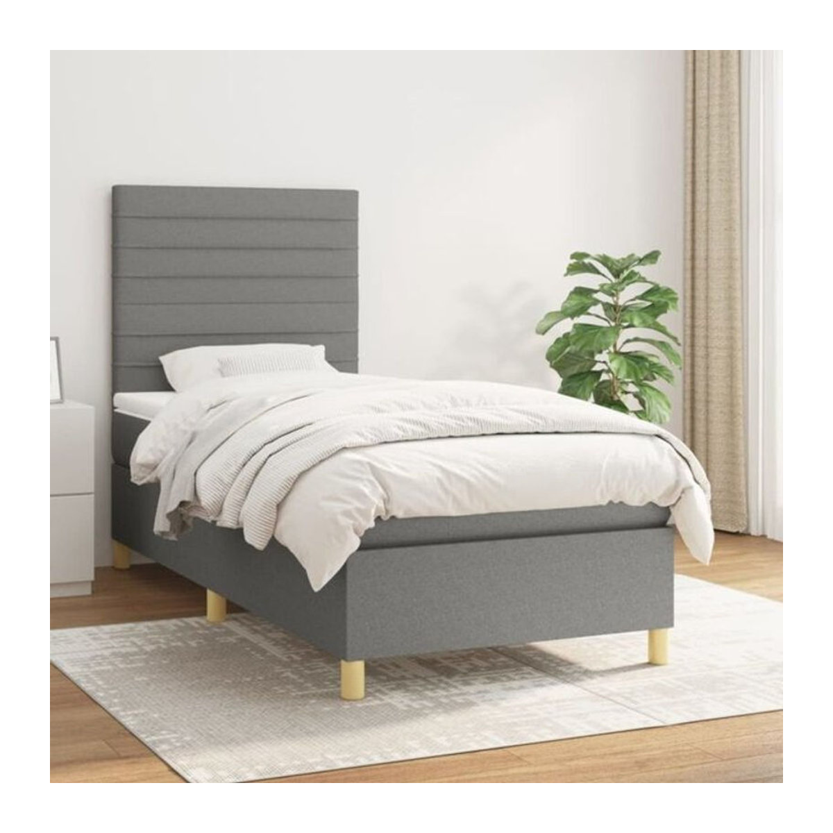 Vidaxl Boxspringbett mit Matratze aus Stoff in Anthrazit B/T/H: 90 x 200 x 118 cm - Bild 1
