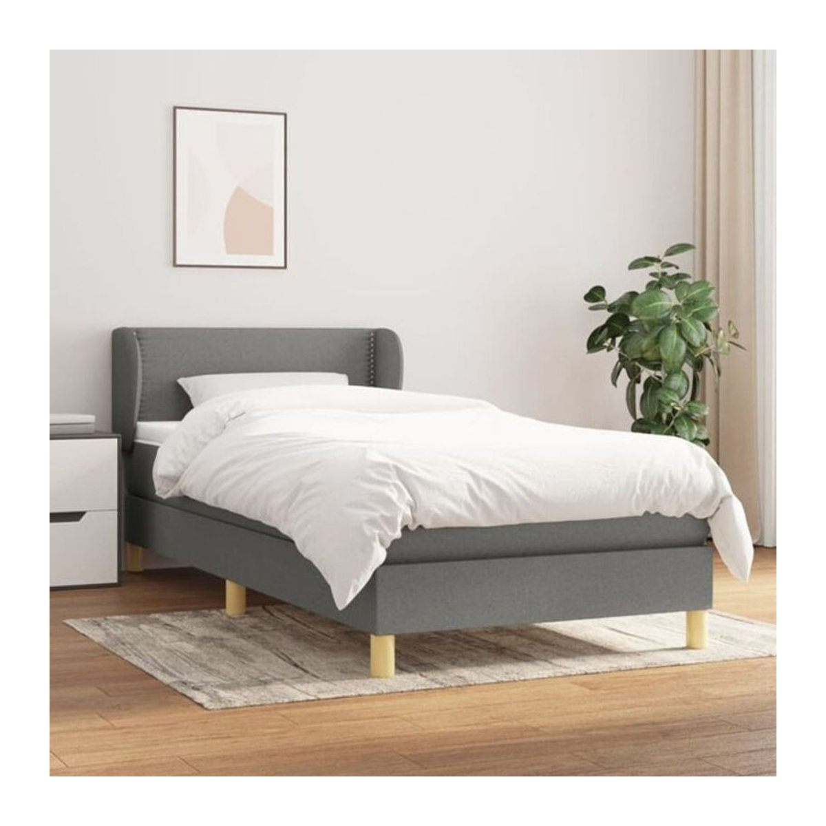 vidaxl Boxspringbett mit Matratze aus Stoff in Anthrazit B/T/H: 90 x 200 x 78 cm - Bild 1