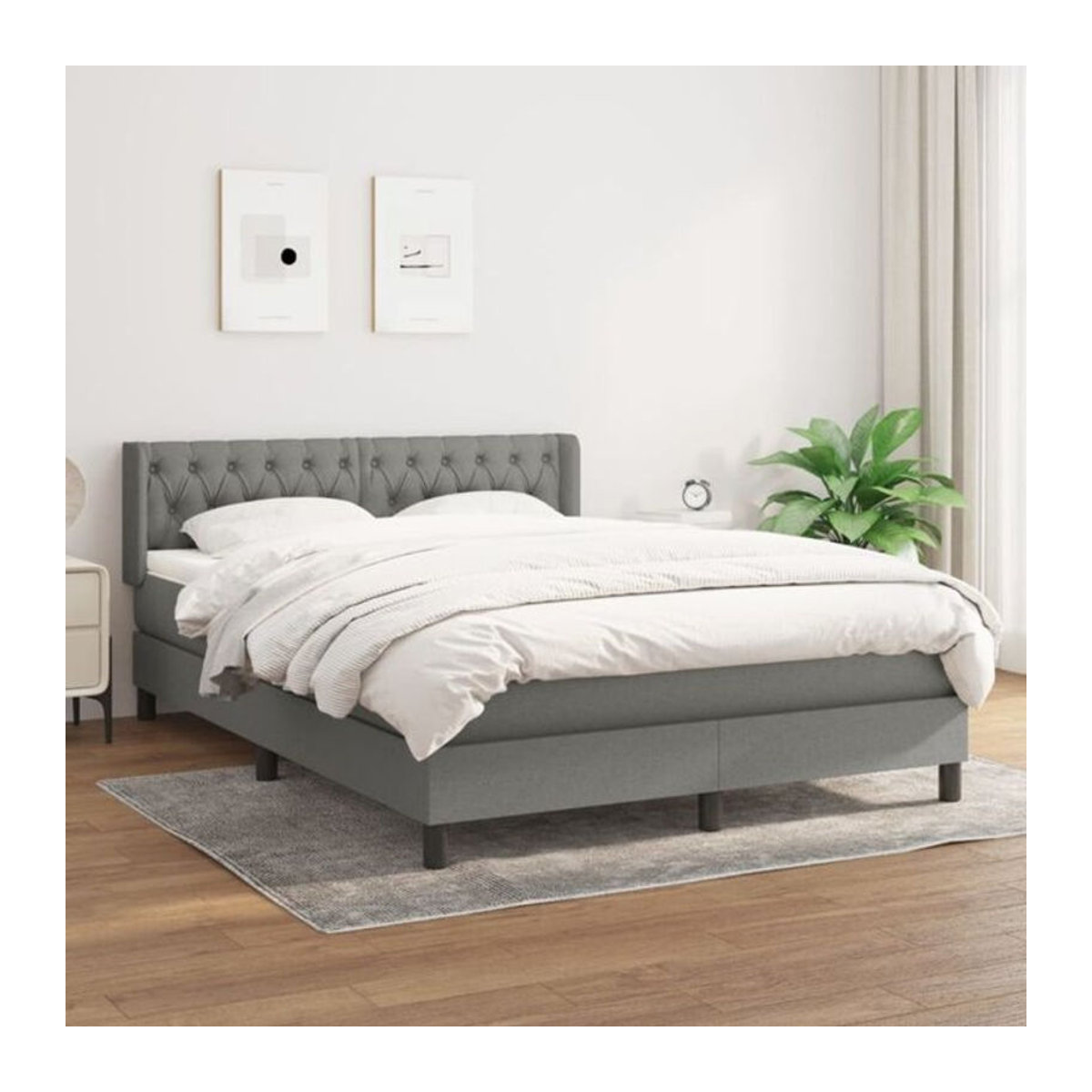 Vidaxl Boxspringbett mit Matratze aus Stoff in Anthrazit Grau, B/T/H: 140 x 200 cm - Bild 1