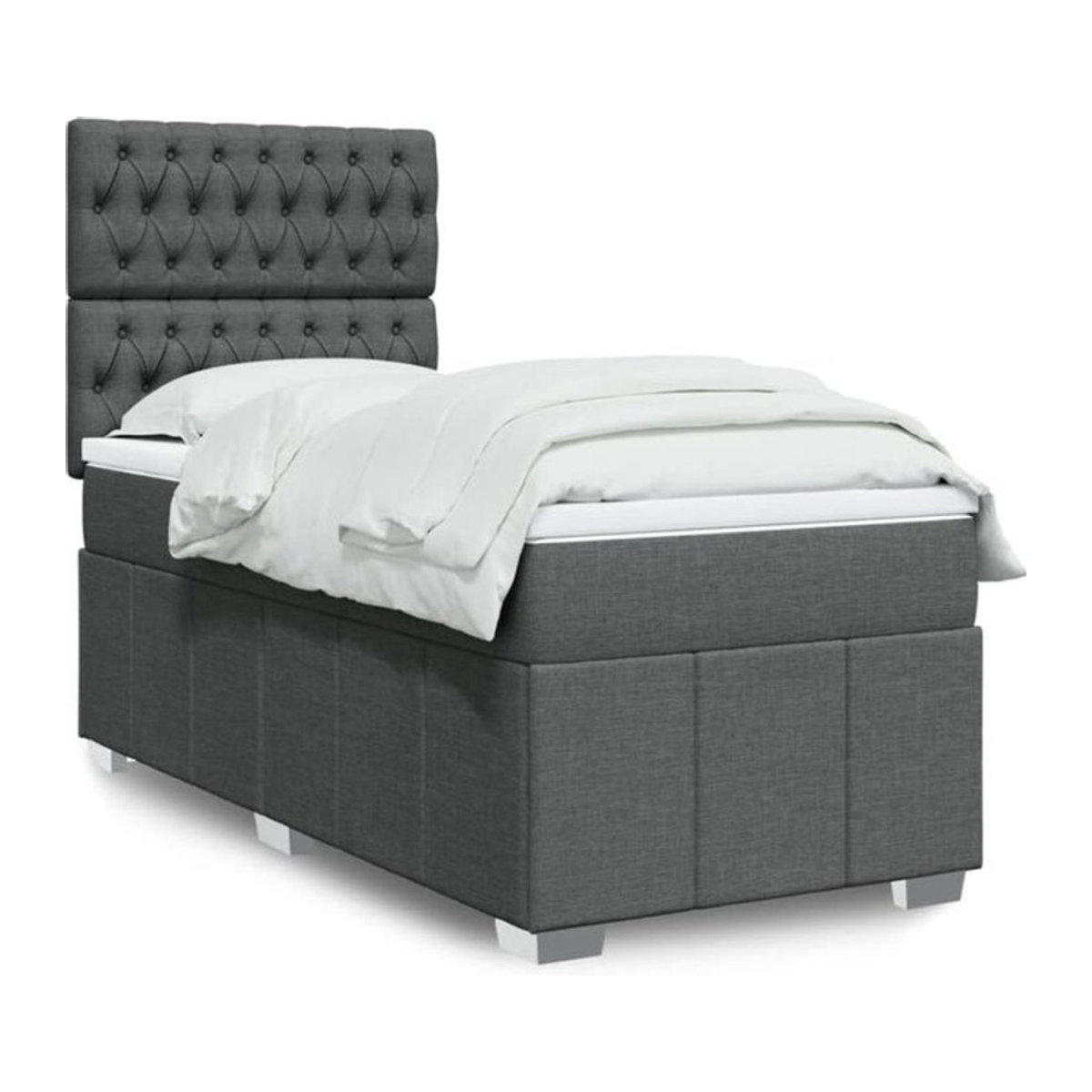 Vidaxl Boxspringbett mit Matratze aus Stoff in Anthrazit Grau B/T/H: 90 x 200 x 150,5 cm - Bild 1