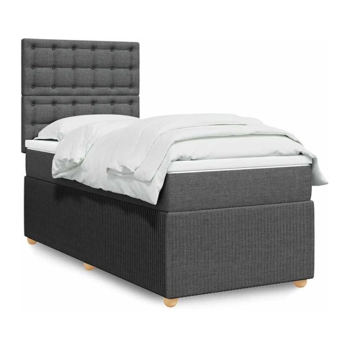 Vidaxl Boxspringbett mit Matratze aus Stoff in Anthrazit und Grau, B/B: 80 x 200 cm - Bild 1