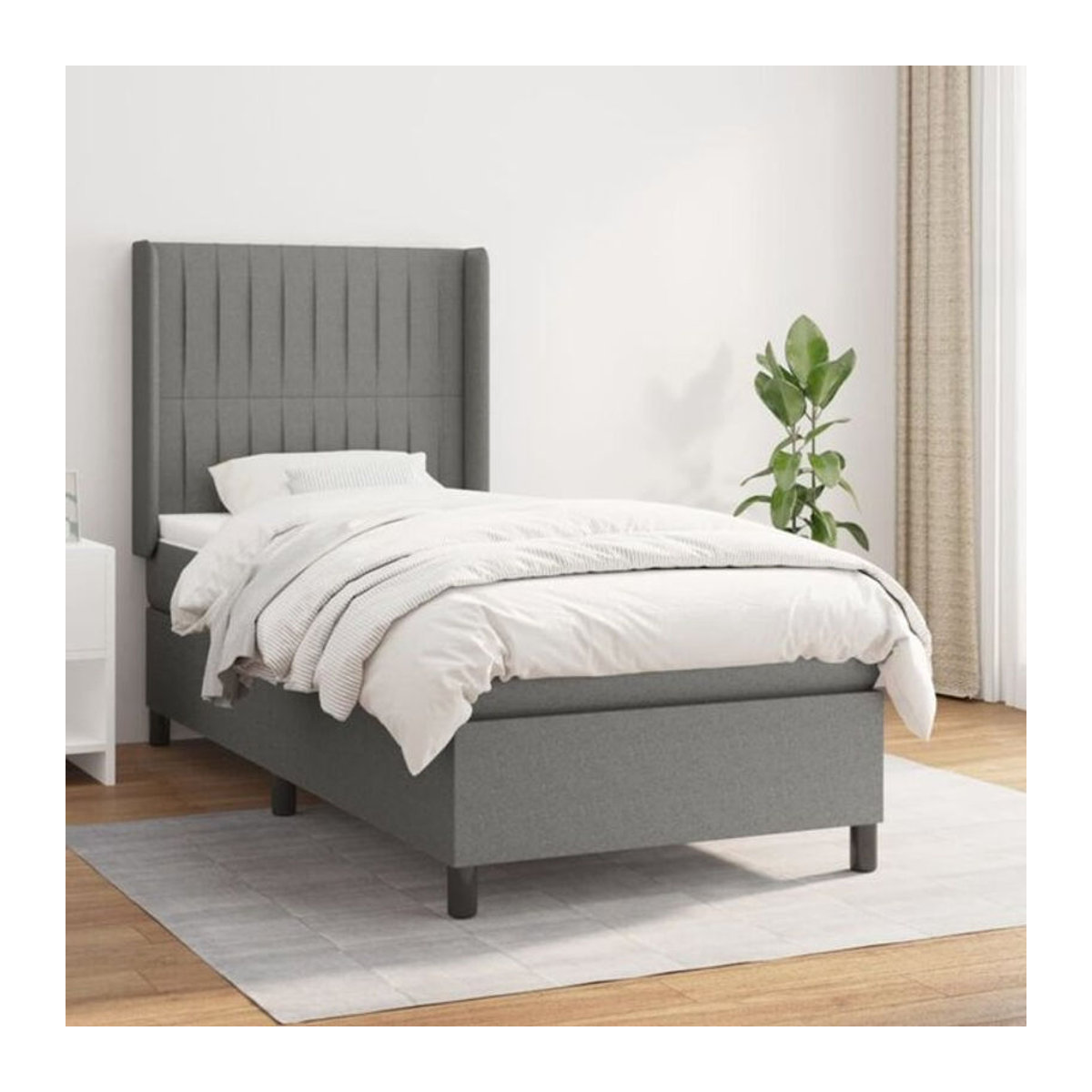 vidaxl Boxspringbett mit Matratze aus Stoff in Anthrazit und Grau B/T/H: 200 x 100 x 100 cm - Bild 1
