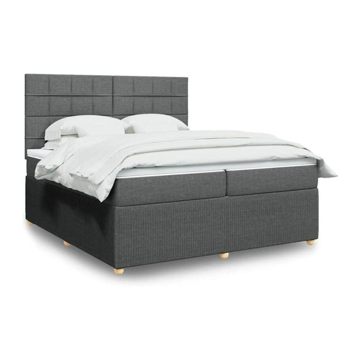 vidaxl Boxspringbett mit Matratze aus Stoff in Anthrazit und Grau B/T/H: 200 x 200 x 200 cm - Bild 1