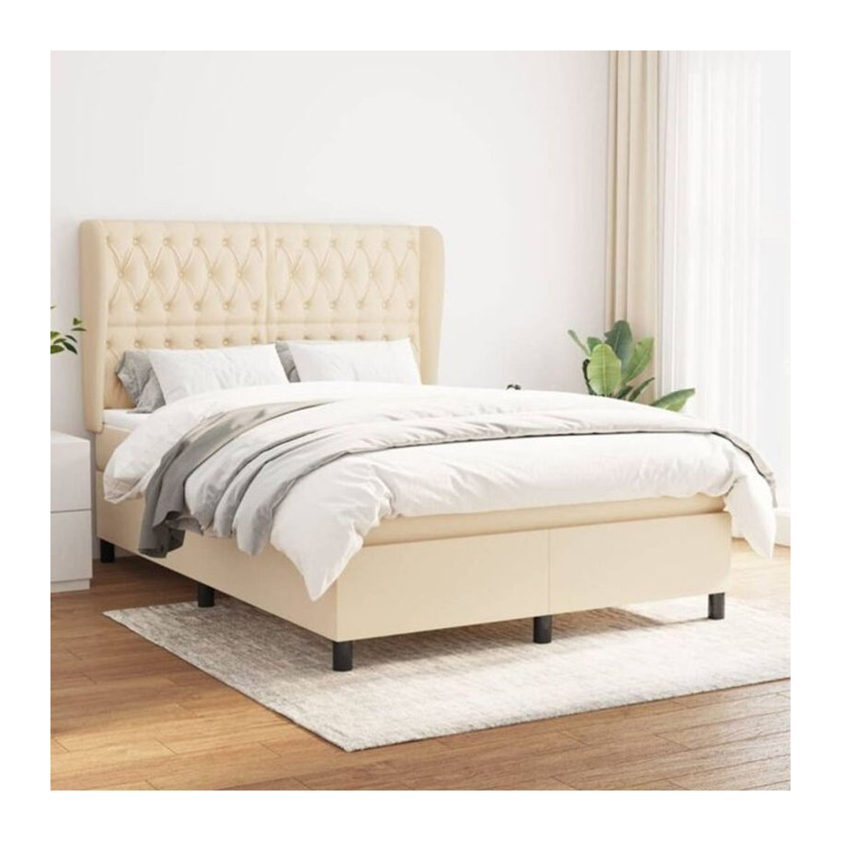 vidaxl Boxspringbett mit Matratze aus Stoff in Beige, B/T: 140 x 200 cm - Bild 1