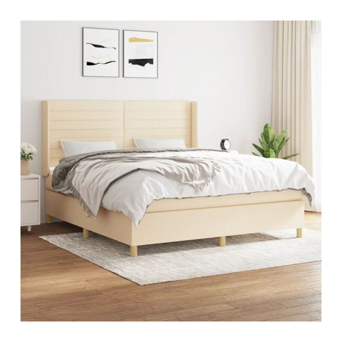 vidaxl Boxspringbett mit Matratze aus Stoff in Beige, B/T: 180 x 200 cm - Bild 1