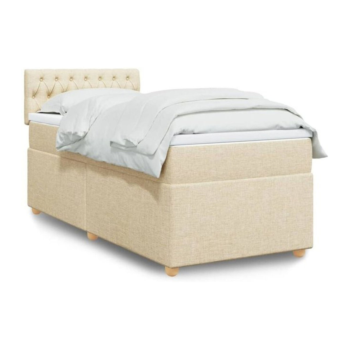 Vidaxl Boxspringbett mit Matratze aus Stoff in Beige, B/T/H: 100 x 200 x 100,5 cm - Bild 1