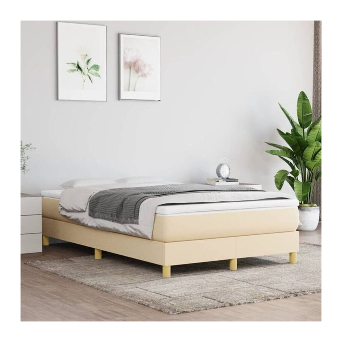 vidaxl Boxspringbett mit Matratze aus Stoff in Beige, B/T/H: 120 x 200 cm - Bild 1