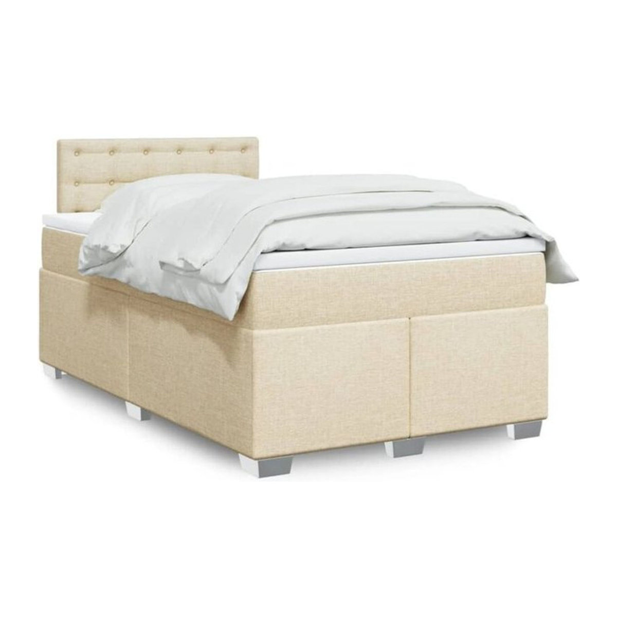vidaxl Boxspringbett mit Matratze aus Stoff in Beige, B/T/H: 120 x 200 x 100,5 cm - Bild 1