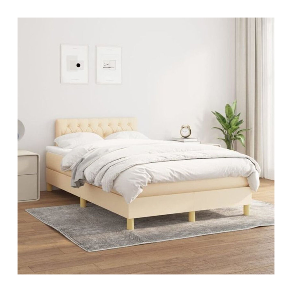 vidaxl Boxspringbett mit Matratze aus Stoff in Beige, B/T/H: 120 x 200 x 78 cm - Bild 1