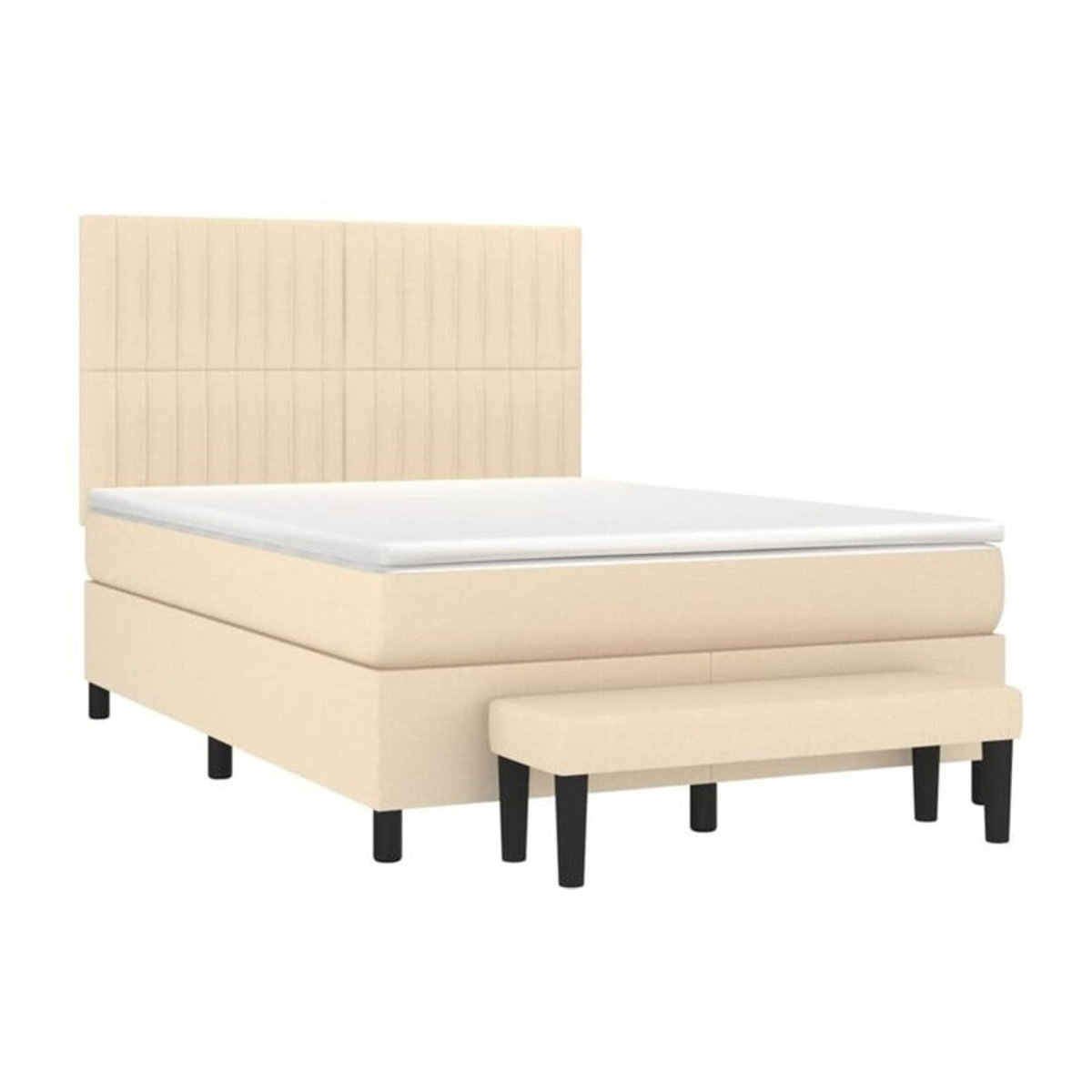 vidaxl Boxspringbett mit Matratze aus Stoff in Beige, B/T/H: 140 x 190 cm - Bild 1