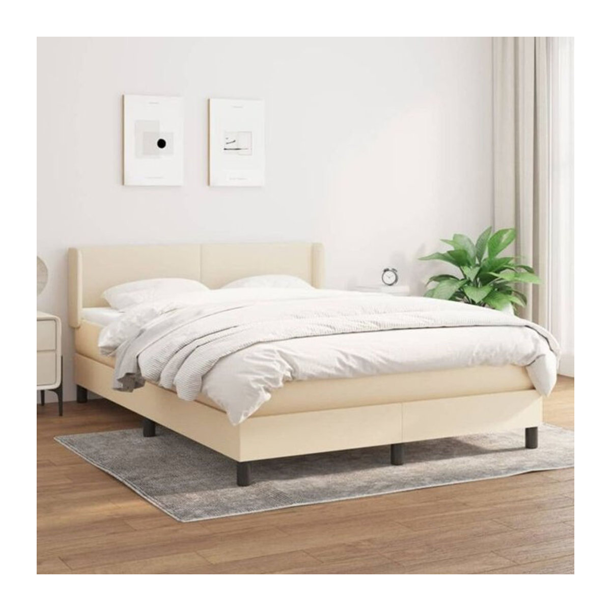 vidaxl Boxspringbett mit Matratze aus Stoff in Beige B/T/H: 140 x 200 cm - Bild 1