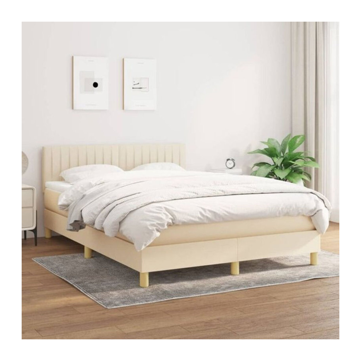vidaxl Boxspringbett mit Matratze aus Stoff in Beige, B/T/H: 140 x 200 cm - Bild 1