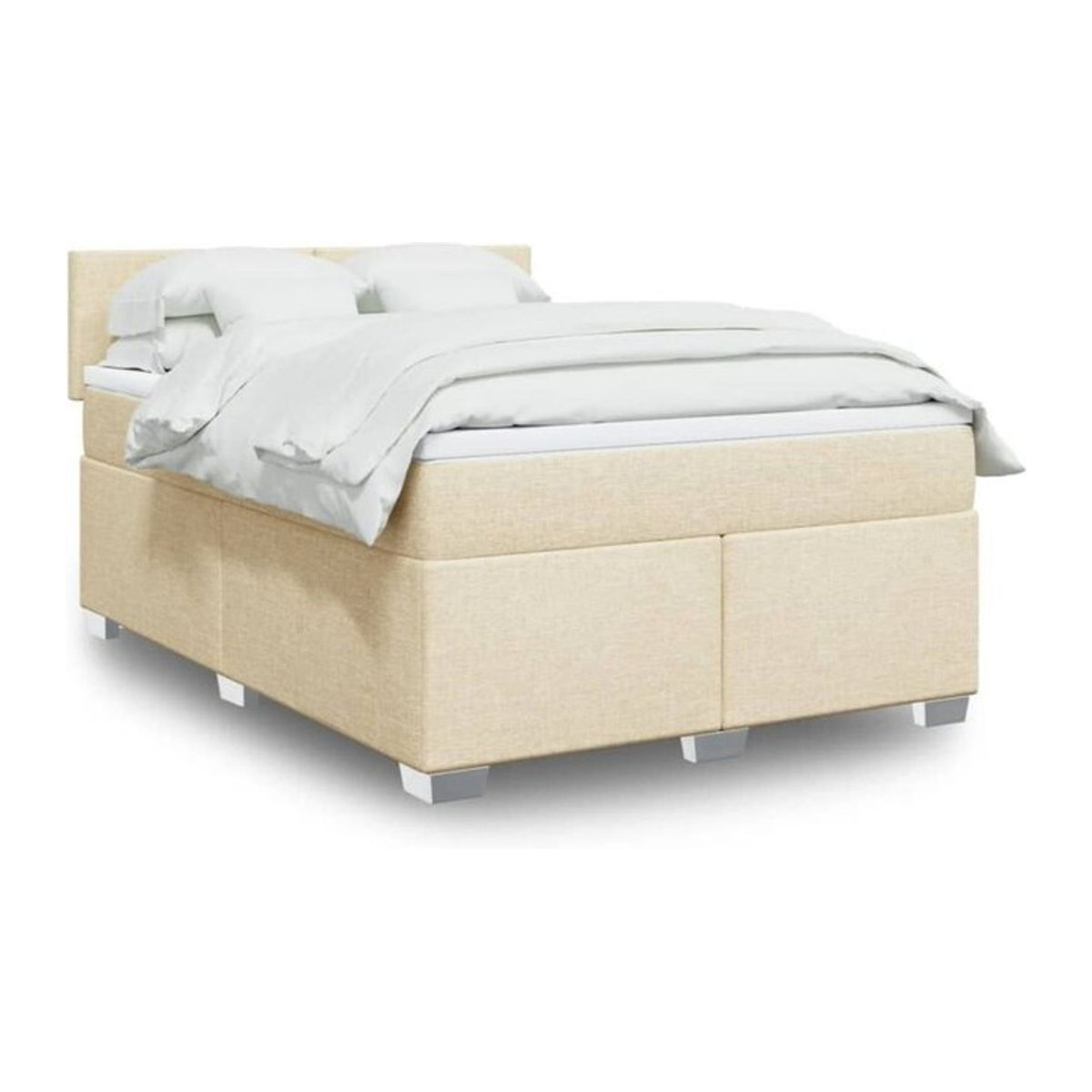 vidaxl Boxspringbett mit Matratze aus Stoff in Beige, B/T/H: 140 x 200 cm - Bild 1