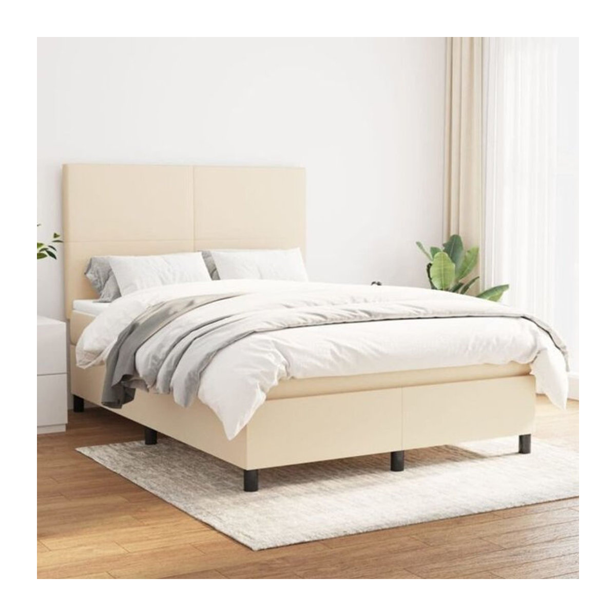 vidaxl Boxspringbett mit Matratze aus Stoff in Beige, B/T/H: 140 x 200 cm - Bild 1