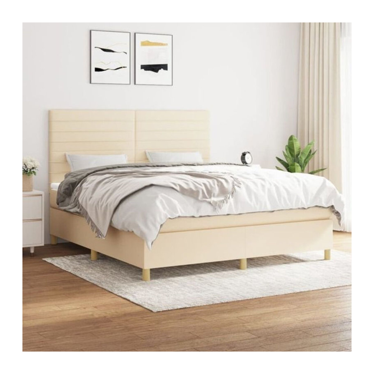 vidaxl Boxspringbett mit Matratze aus Stoff in Beige, B/T/H: 180 x 200 cm - Bild 1