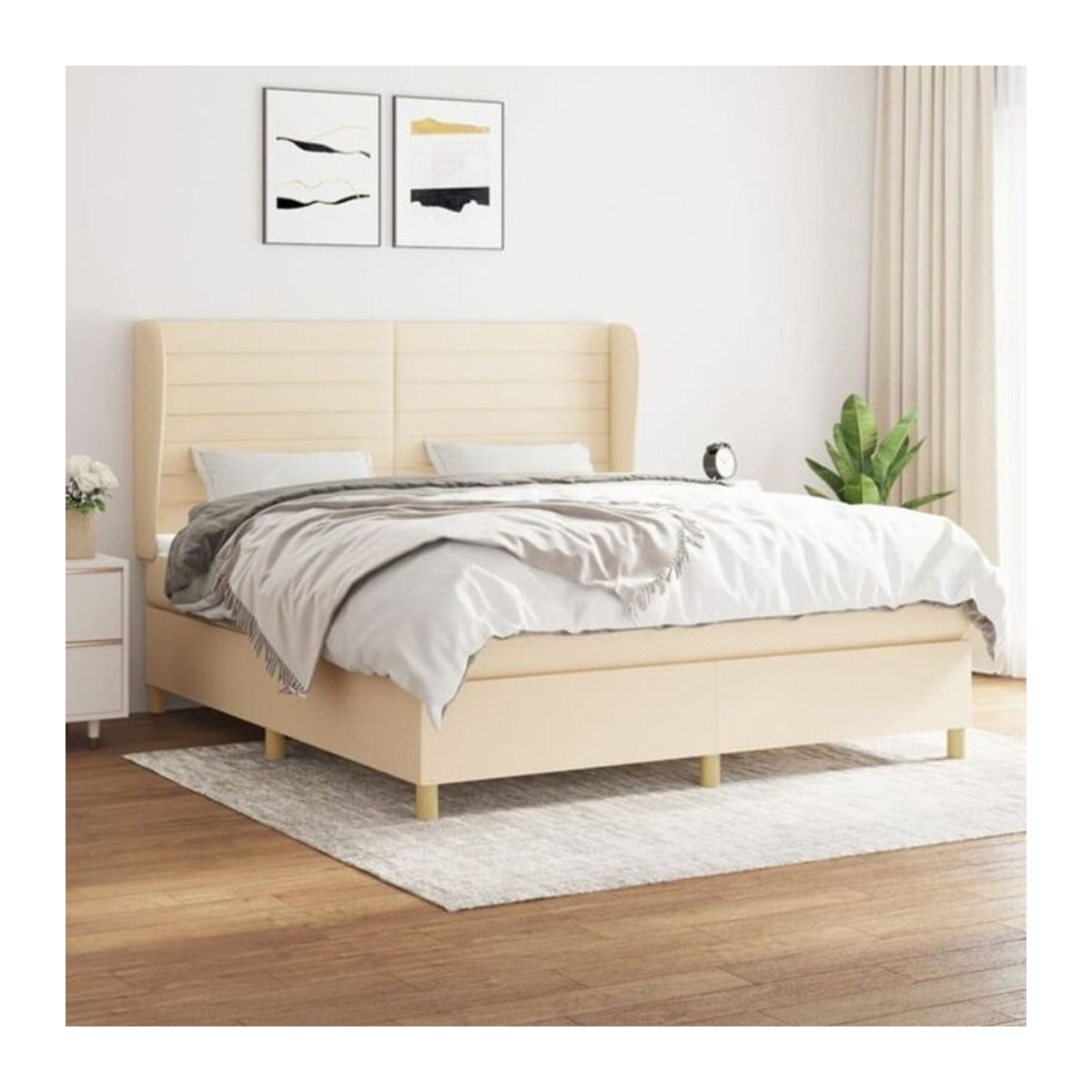 vidaxl Boxspringbett mit Matratze aus Stoff in Beige B/T/H: 180 x 200 x 118 cm - Bild 1