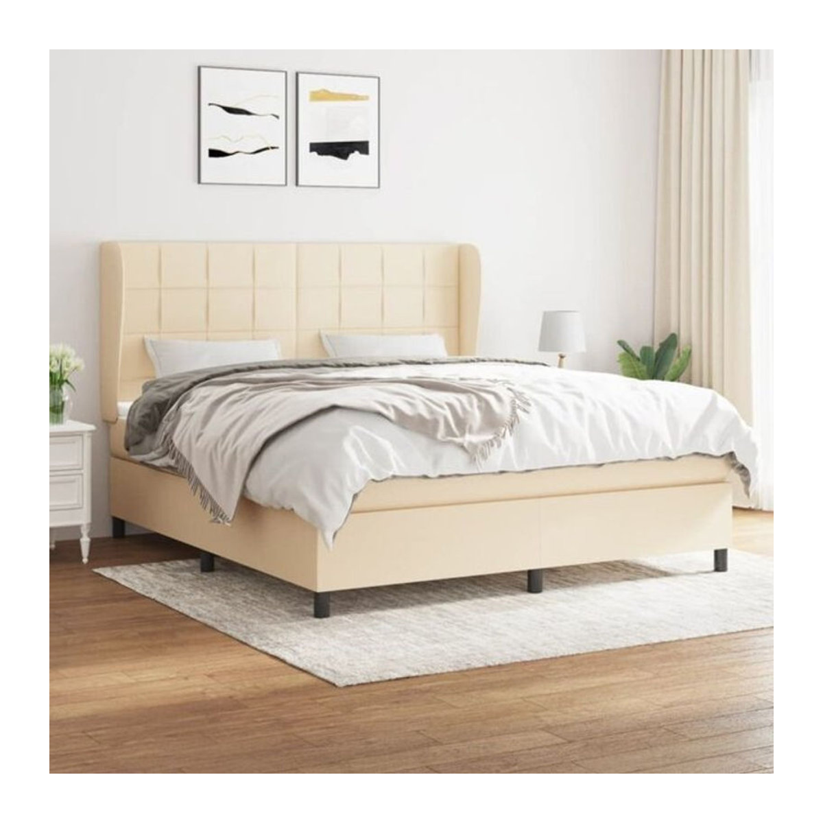 Vidaxl Boxspringbett mit Matratze aus Stoff in Beige, B/T/H: 180 x 200 x 118 cm - Bild 1